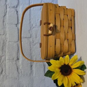 Longaberger Brown Woven Basket with Sunflower Accent